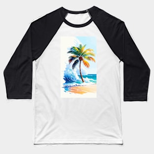 Entspannendes Strandfoto: Naturschönheit mit Wellen und Palmen. Baseball T-Shirt